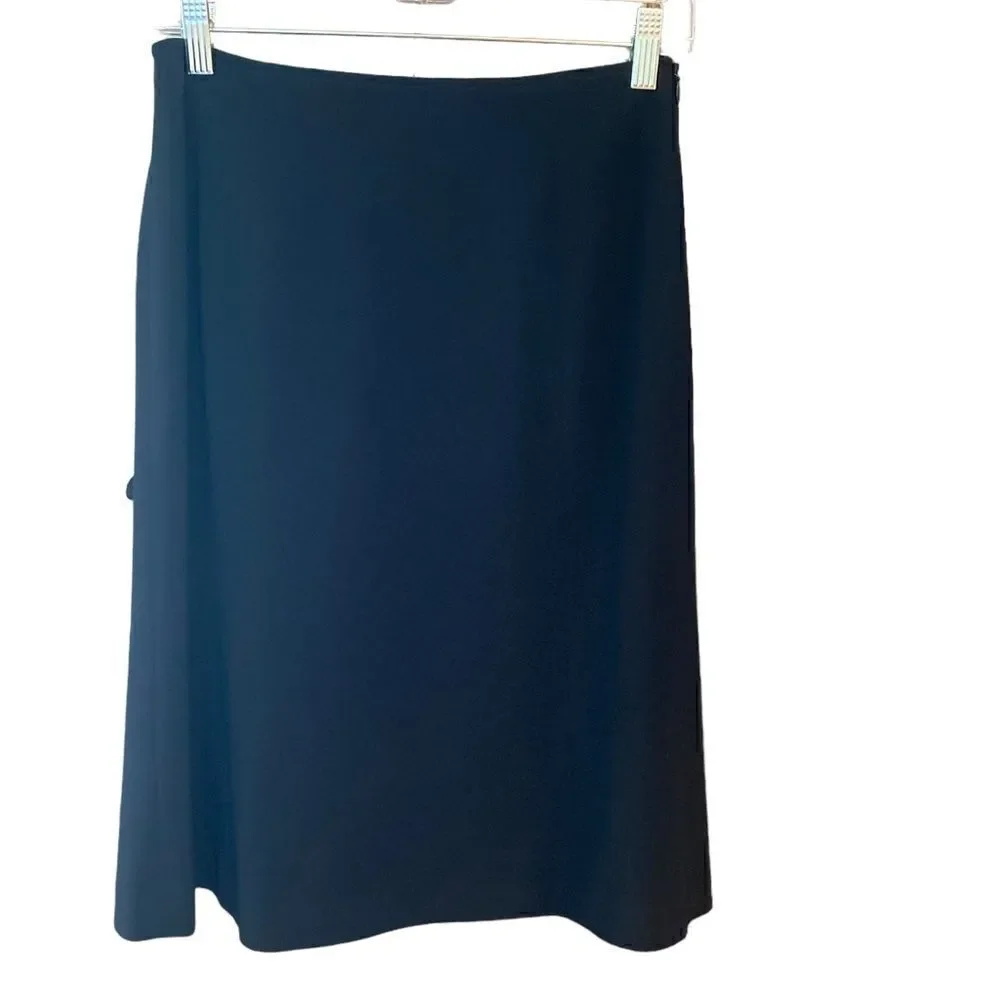 Talbots Sz 6P Classic Black Corporate Workwear Swing Knee Length Skirt